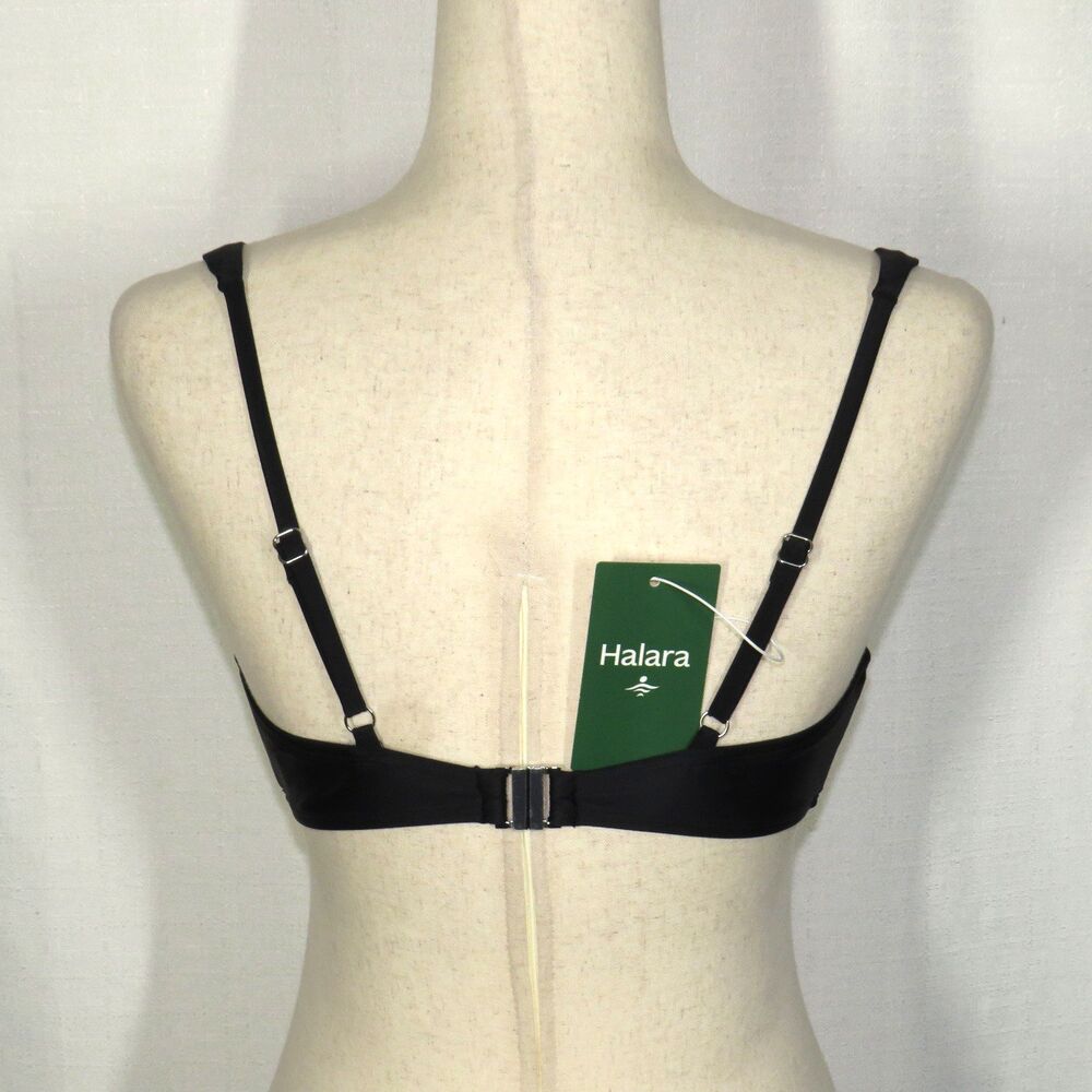 Halara Black Deep V Twist Front Padded Bikini Swim Top Size Small - Picture 5 of 10